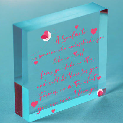 Valentines Anniversary Gift For Soulmate Boyfriend Girlfriend Husband Wife Free-Standing Block