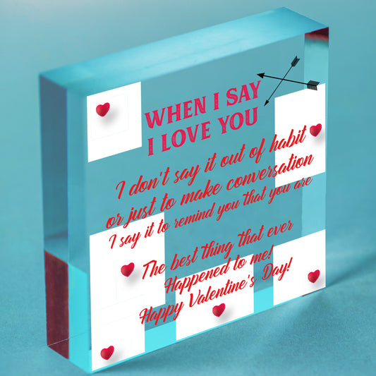 Special Valentines Day Gift For Husband Wife Gift For Him Her Engraved Heart Free-Standing Block