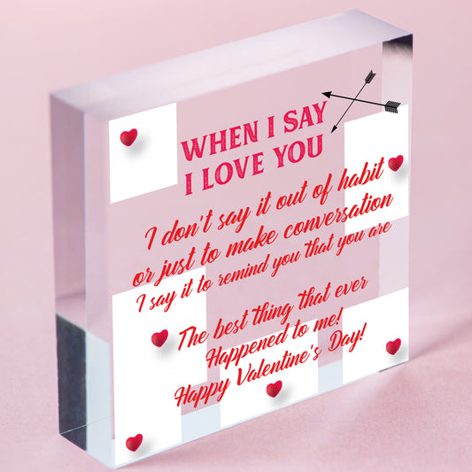 Special Valentines Day Gift For Husband Wife Gift For Him Her Engraved Heart Free-Standing Block