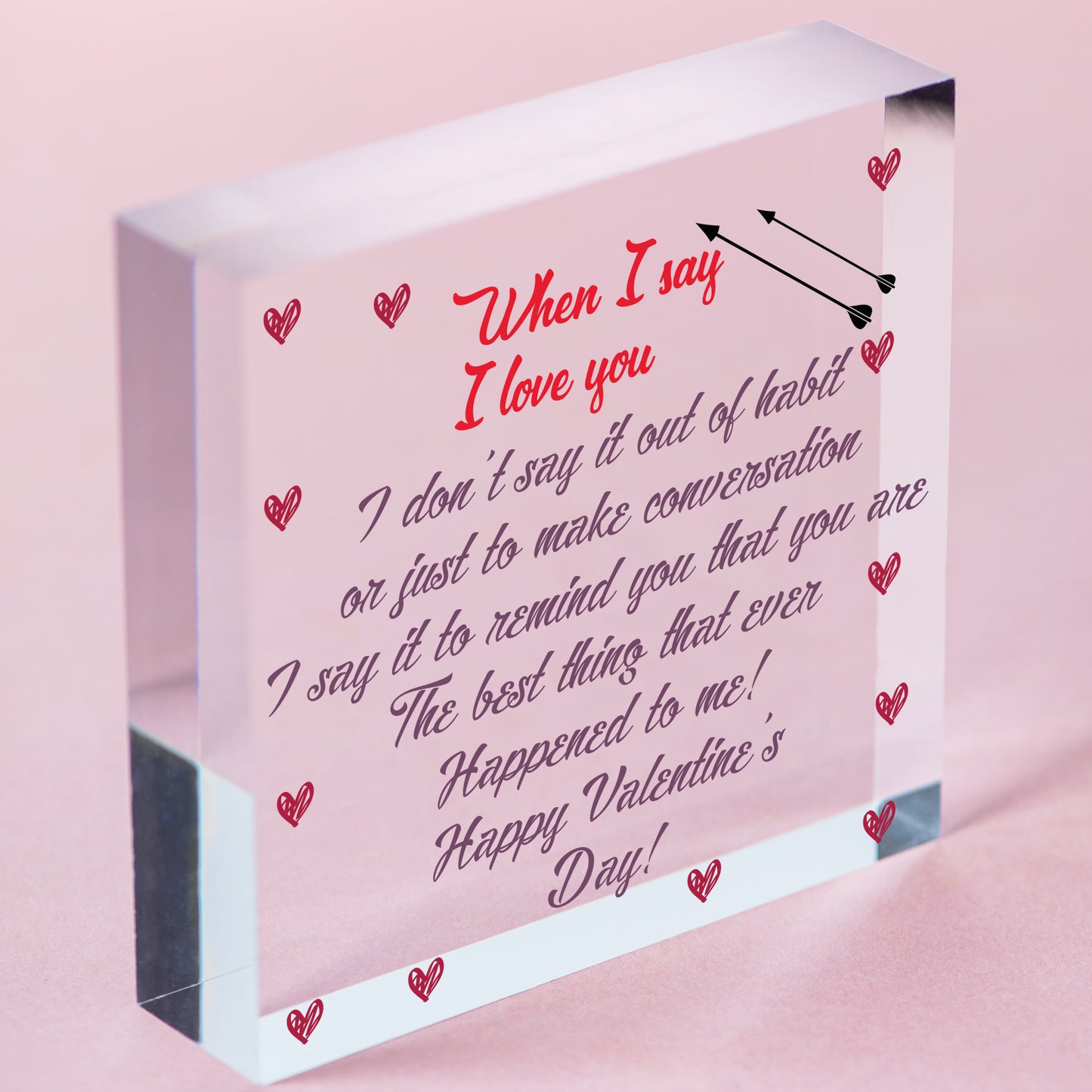 Special Valentines Day Wooden Heart Plaque Gift For Husband Wife Gift For Him Free-Standing Block