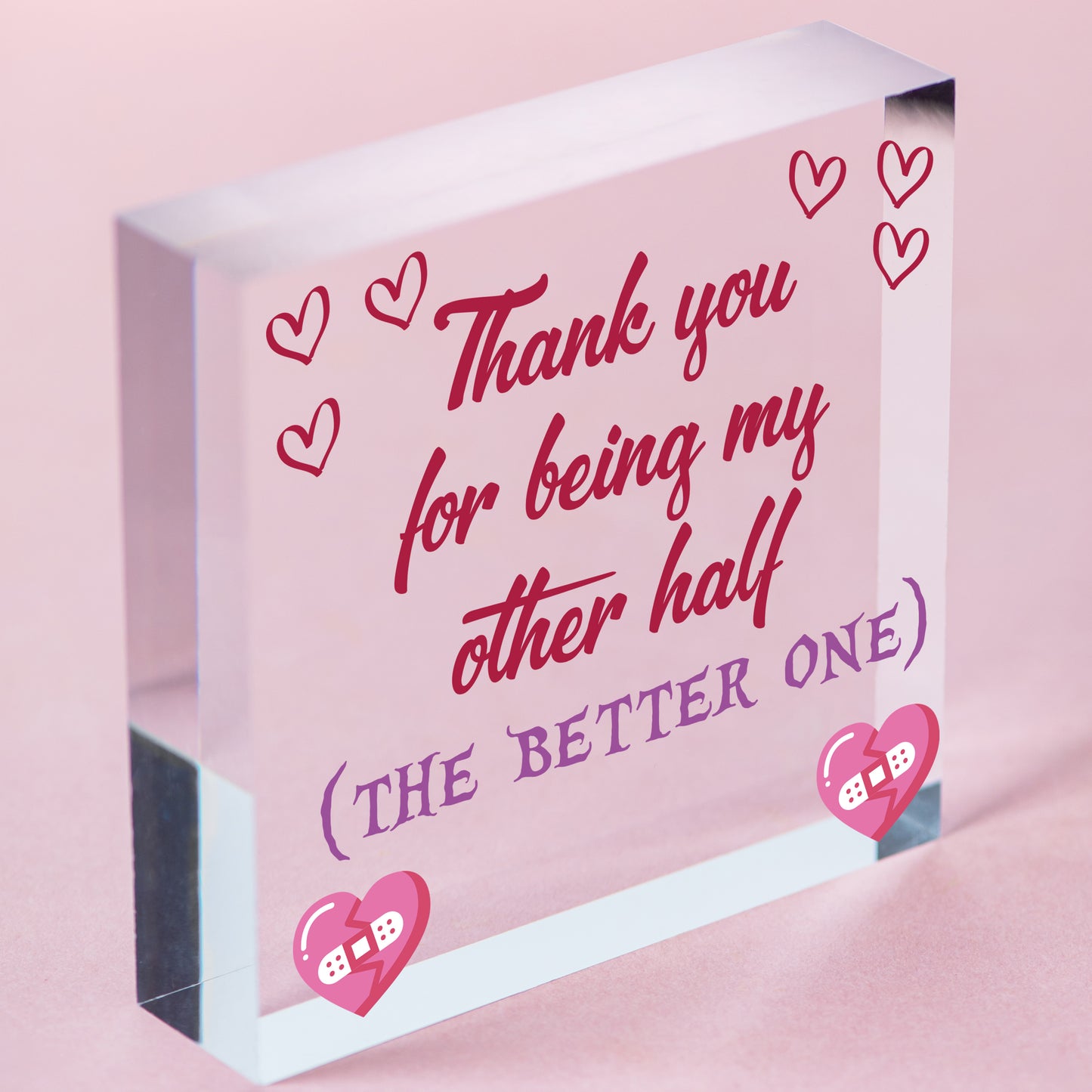 Perfect Anniversary Valentines Day Gift For Him Her OTHER HALF Thank You Gift Free-Standing Block