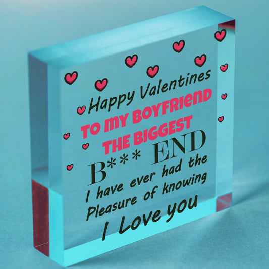 Funny Valentines Gift For Boyfriend Rude Gifts For Him Novelty Wooden Heart Gift Free-Standing Block