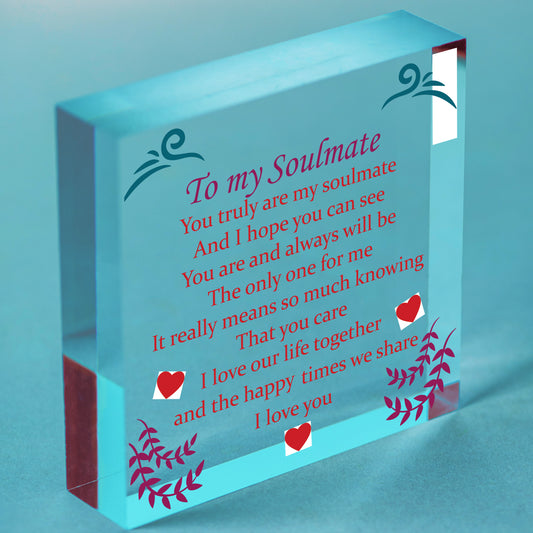 Soulmate Gift For Her Heart Anniversary Valentines Gift For Boyfriend Girlfriend Free-Standing Block