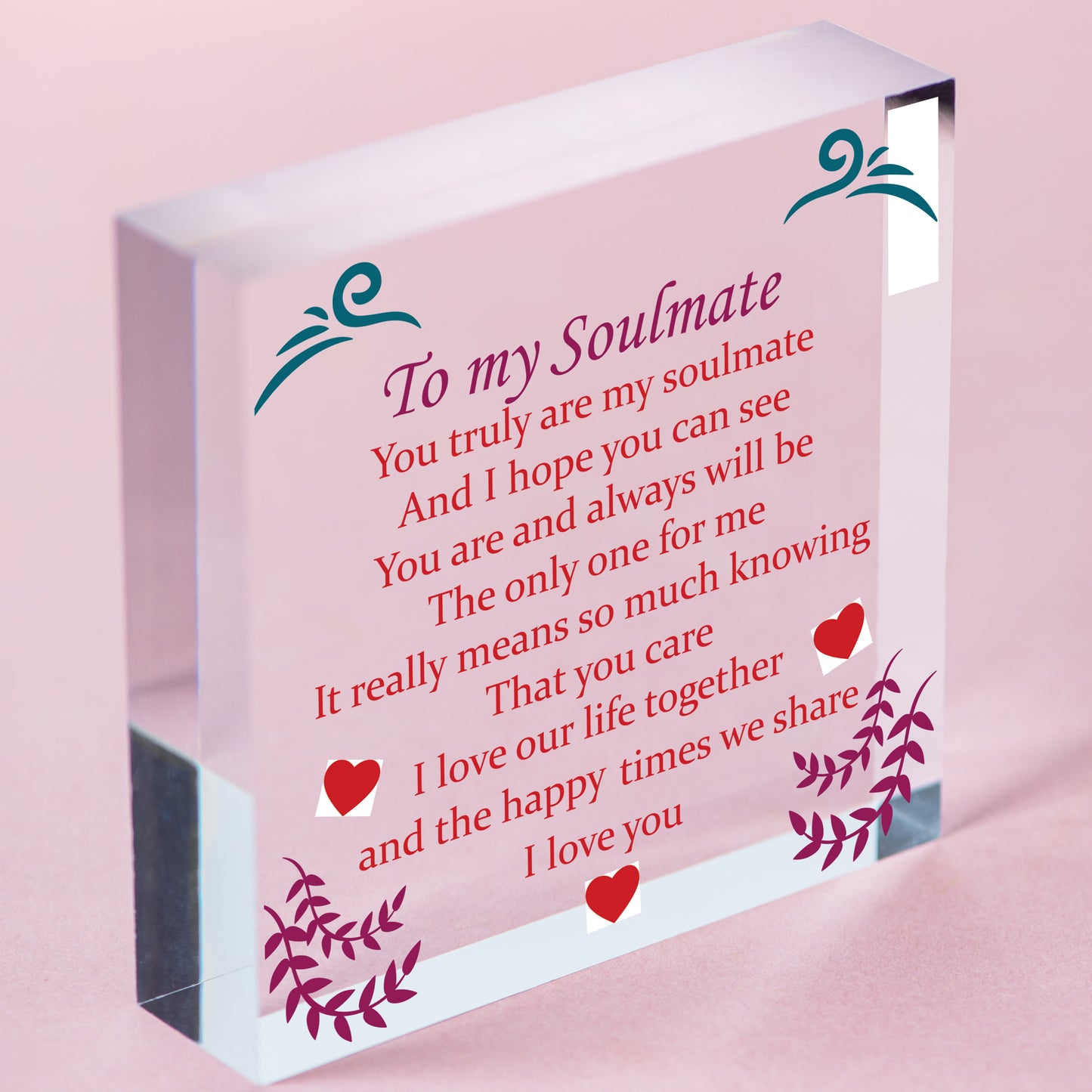 Soulmate Gift For Her Heart Anniversary Valentines Gift For Boyfriend Girlfriend Free-Standing Block