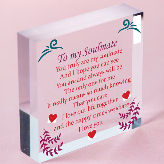 Soulmate Gift For Her Heart Anniversary Valentines Gift For Boyfriend Girlfriend Free-Standing Block