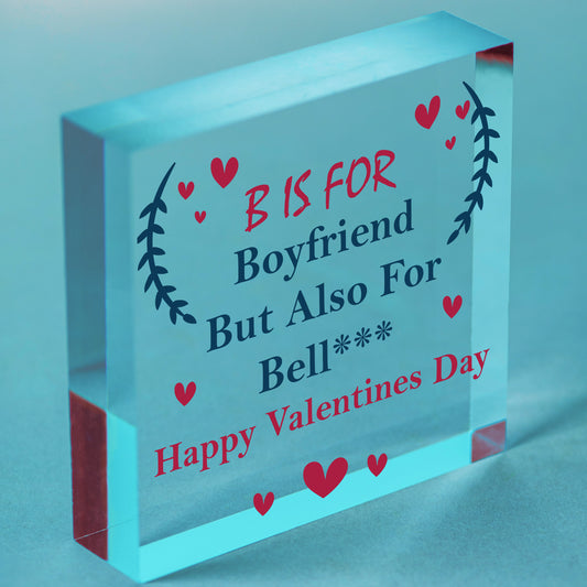 Funny Valentines Day Heart Gift For Boyfriend Rude Novelty Gift For Him Men Free-Standing Block