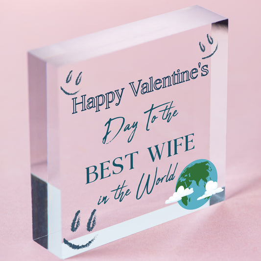 Valentines Gifts For Wife Hanging Engraved Heart LOVE Gift For Her Keepsake Free-Standing Block