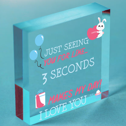 Just Seeing You Makes My Day Wooden Hanging Heart Plaque Valentines Day Gift New Free-Standing Block