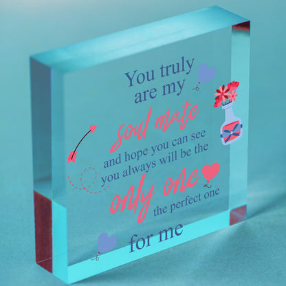 Soulmate Gifts Wood Heart Anniversary Valentines Day Gift Soulmate Birthday Card Free-Standing Block