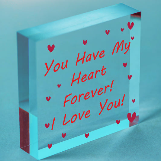 Valentines Gifts For Him Her Engraved Heart LOVE Gift For Boyfriend Husband Wife Free-Standing Block