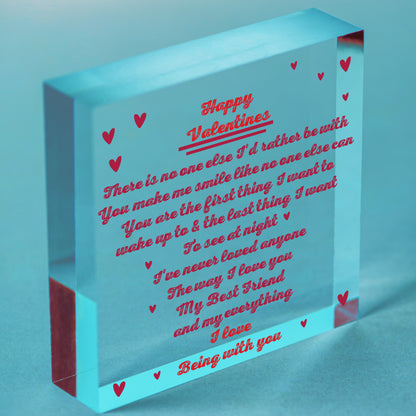 Handmade Wood Heart Valentines Gift For Boyfriend Girlfriend Wife Keepsake Sign Free-Standing Block