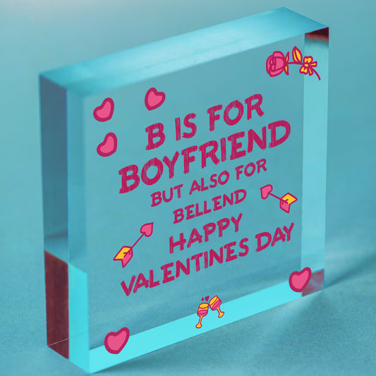 Funny Valentines Day Gift For Boyfriend Wood Heart Rude Boyfriend Gift Keepsake Free-Standing Block