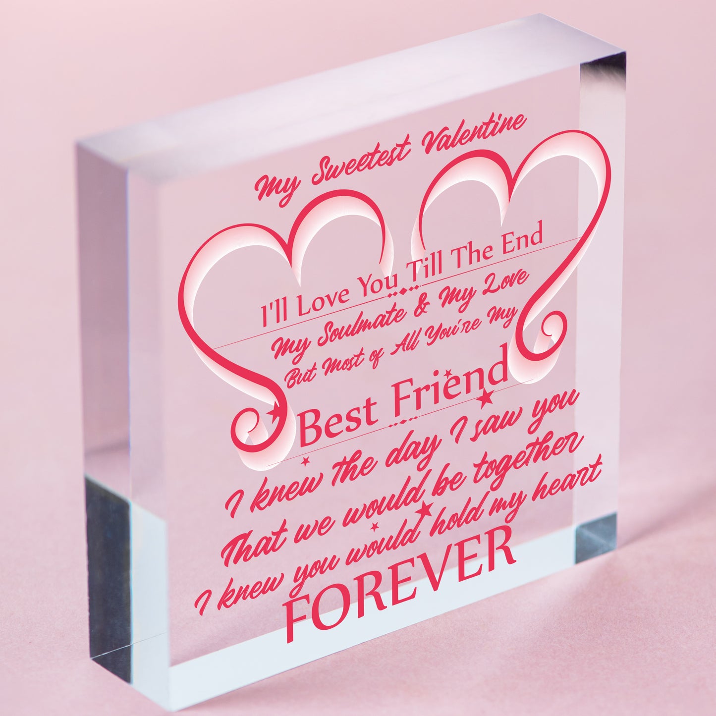 Valentines Day Gift For Boyfriend Girlfriend Husband Wife Wood Heart Plaque Gift Free-Standing Block