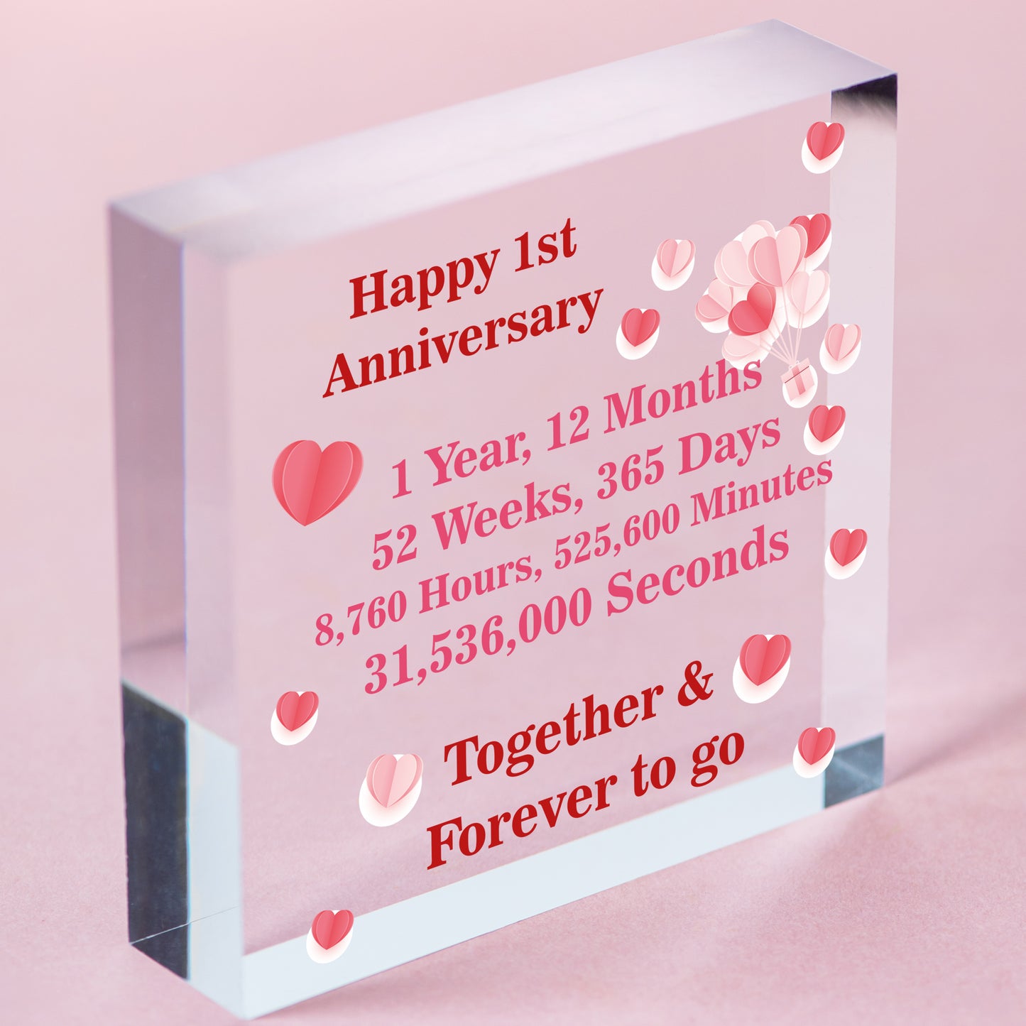 1st 2nd 5th 10th 20th 25th 50th Wedding Anniversary Wooden Heart Mr &amp; Mrs Gifts Free-Standing Block