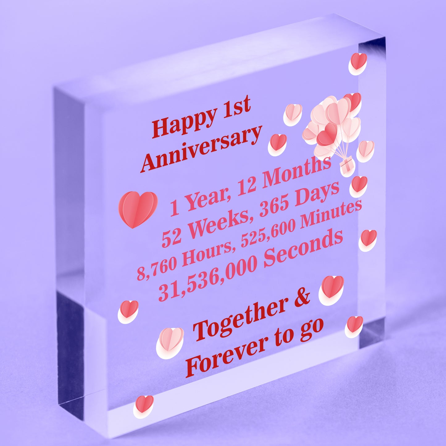 1st 2nd 5th 10th 20th 25th 50th Wedding Anniversary Wooden Heart Mr &amp; Mrs Gifts Free-Standing Block