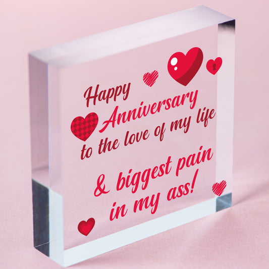 FUNNY Happy Anniversary Gift Heart 1st 2nd 10th Anniversary For Husband Wife Free-Standing Block