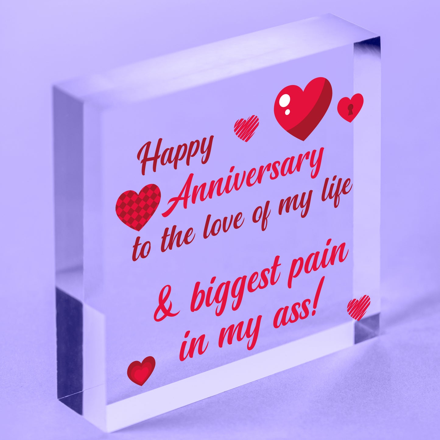 FUNNY Happy Anniversary Gift Heart 1st 2nd 10th Anniversary For Husband Wife Free-Standing Block