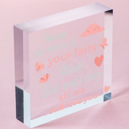 Funny Anniversary Card Anniversary Gifts For Him / Her Gift For Couples Keepsake Free-Standing Block