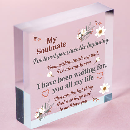 Soulmate Gifts Heart Plaque Anniversary Birthday I Love You Gift For Him For Her Free-Standing Block