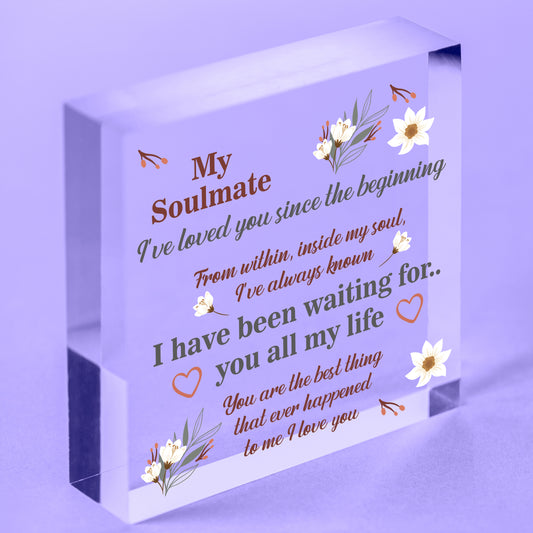 Soulmate Gifts Heart Plaque Anniversary Birthday I Love You Gift For Him For Her Free-Standing Block