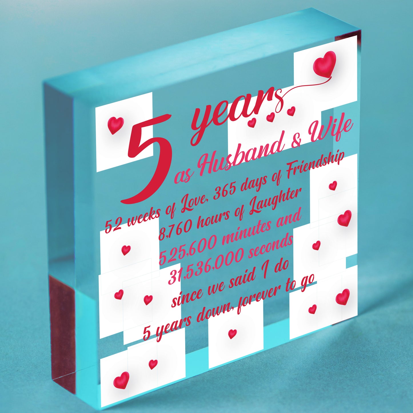 5th Wood Anniversary hanging plaque Plaque Five Year Anniversary Gift For Her Gift For Men Free-Standing Block