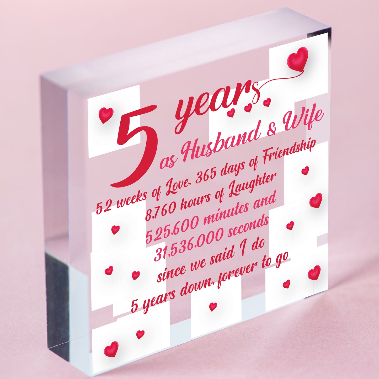 5th Wood Anniversary hanging plaque Plaque Five Year Anniversary Gift For Her Gift For Men Free-Standing Block