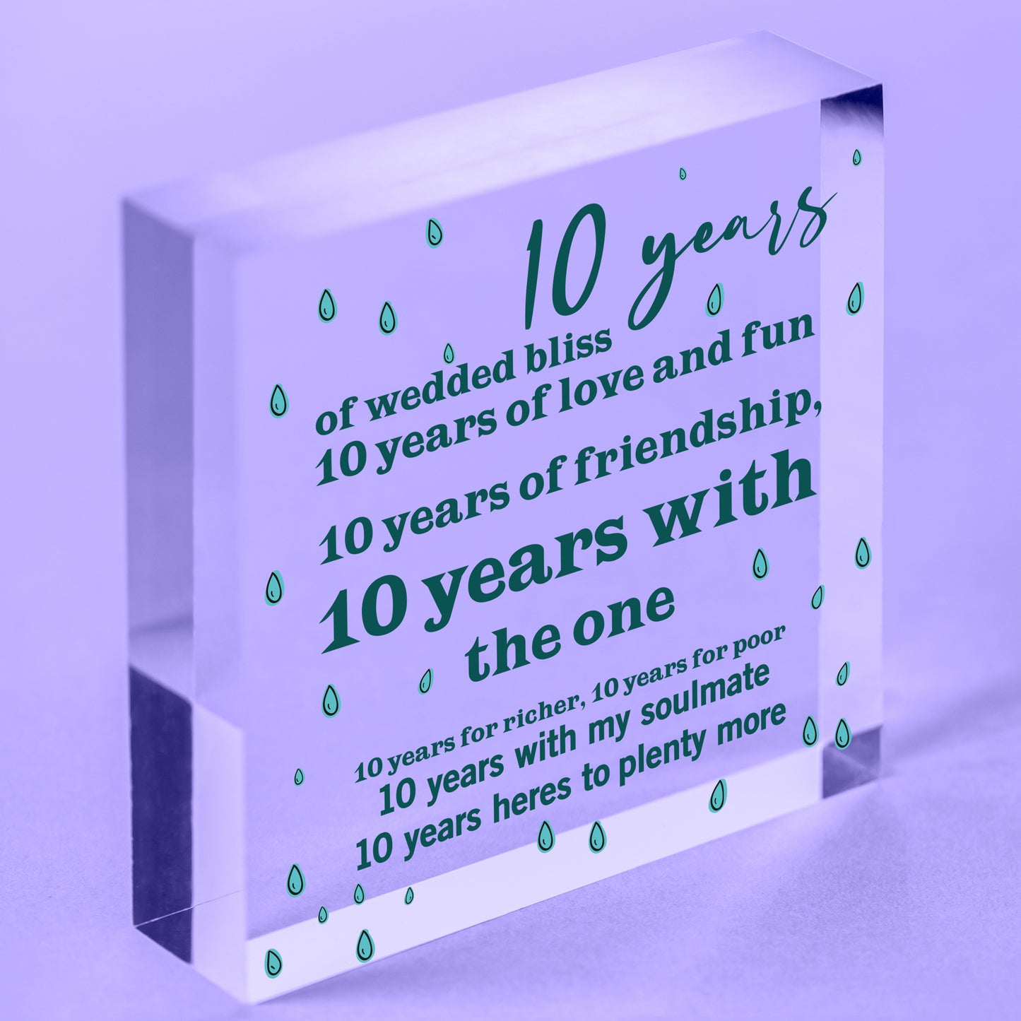 10th Wedding Anniversary 10 Year Tin Handmade Wooden Heart First Wedding Gifts Free-Standing Block