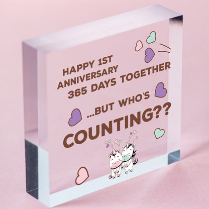 Wedding Anniversary Mirror Acrylic Heart 1st 2nd 3rd 5th Anniversary Gift Mr Mrs Free-Standing Block