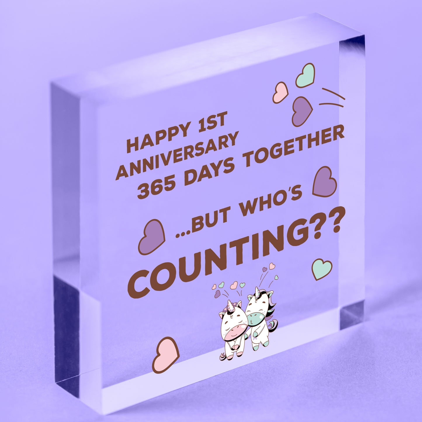 Wedding Anniversary Mirror Acrylic Heart 1st 2nd 3rd 5th Anniversary Gift Mr Mrs Free-Standing Block