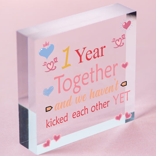 Funny Rude 1st 2nd 3rd 4th 5th Anniversary Gift For Boyfriend Girlfriend Husband Free-Standing Block