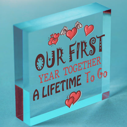 Special 1st Anniversary Gift For Boyfriend Girlfriend Husband Wife Engraved Free-Standing Block