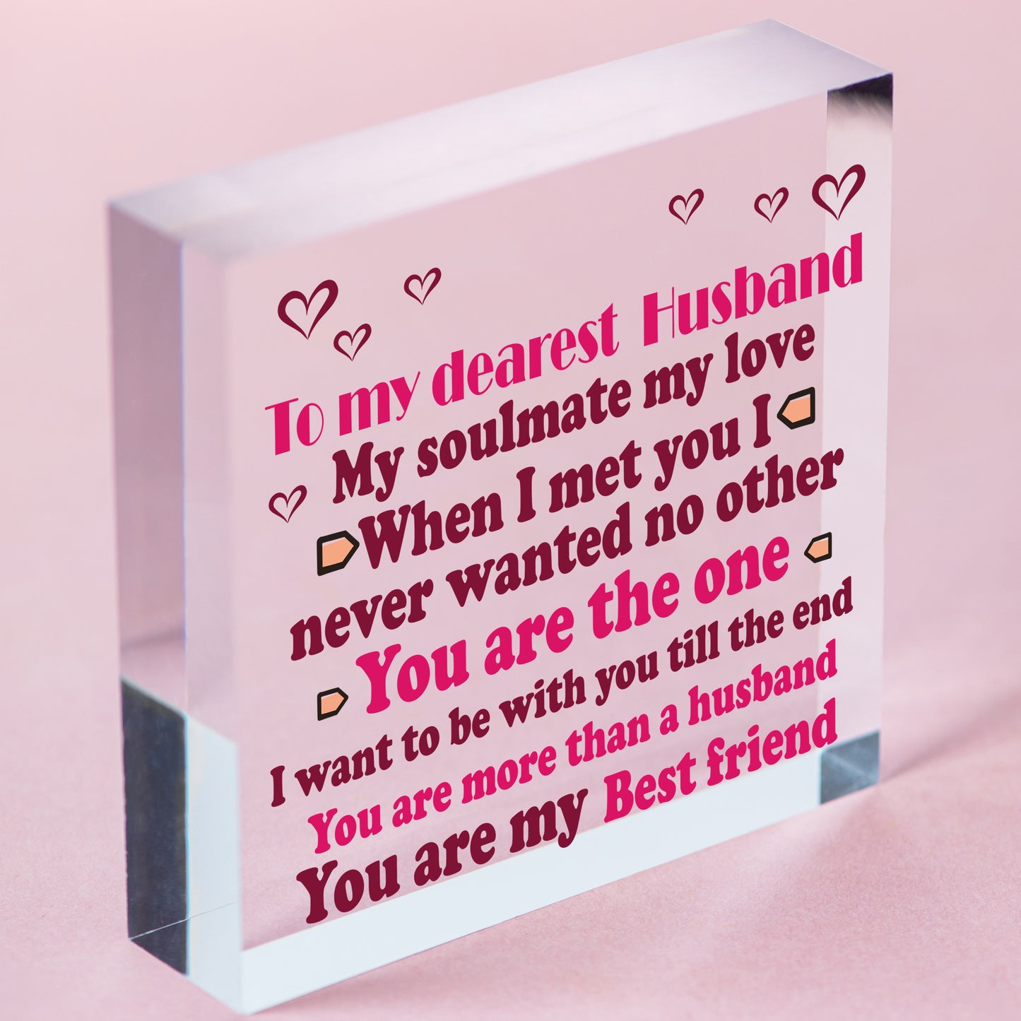 Handmade Anniversary Relationship Gift For Husband Wooden Heart Plaque Keepsake Free-Standing Block