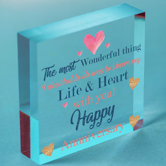 Gifts For Her Wedding Anniversary Card Gifts For Wife Heart Husband Card For Him Free-Standing Block