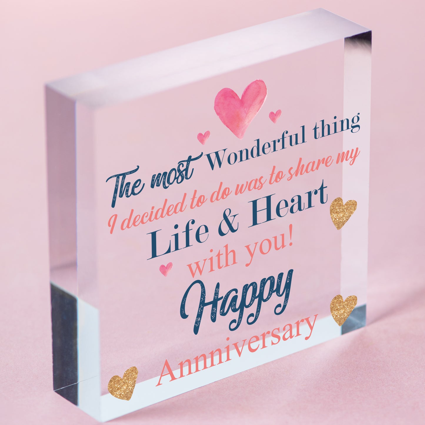 Gifts For Her Wedding Anniversary Card Gifts For Wife Heart Husband Card For Him Free-Standing Block