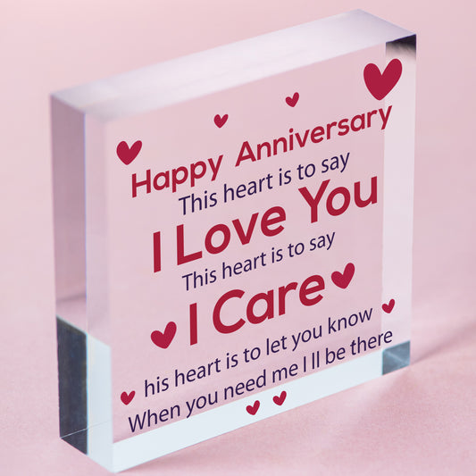 Anniversary Gift For Her Anniversary Gifts For Him Wood Heart Anniversary Cards Free-Standing Block