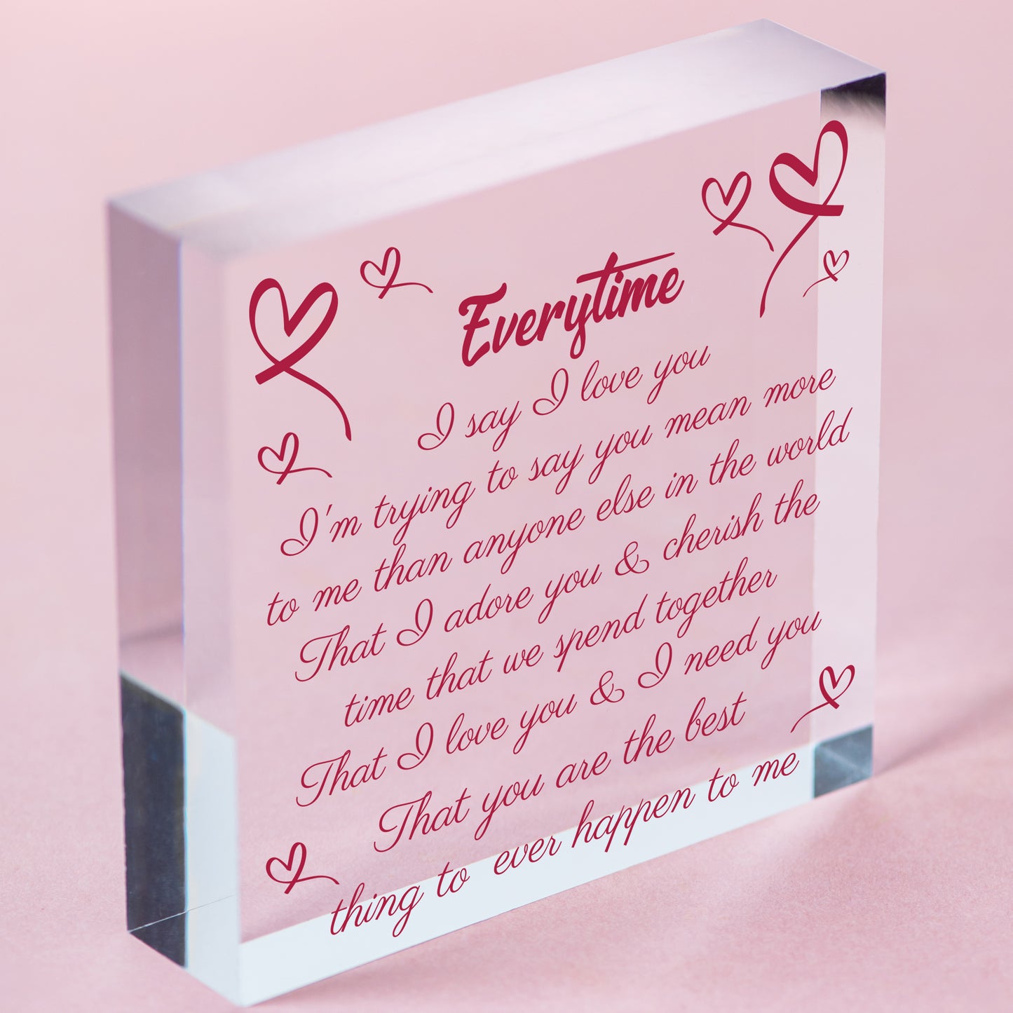 I Love You Plaque Wood Heart Special Anniversary Birthday Gift For Husband Wife Free-Standing Block