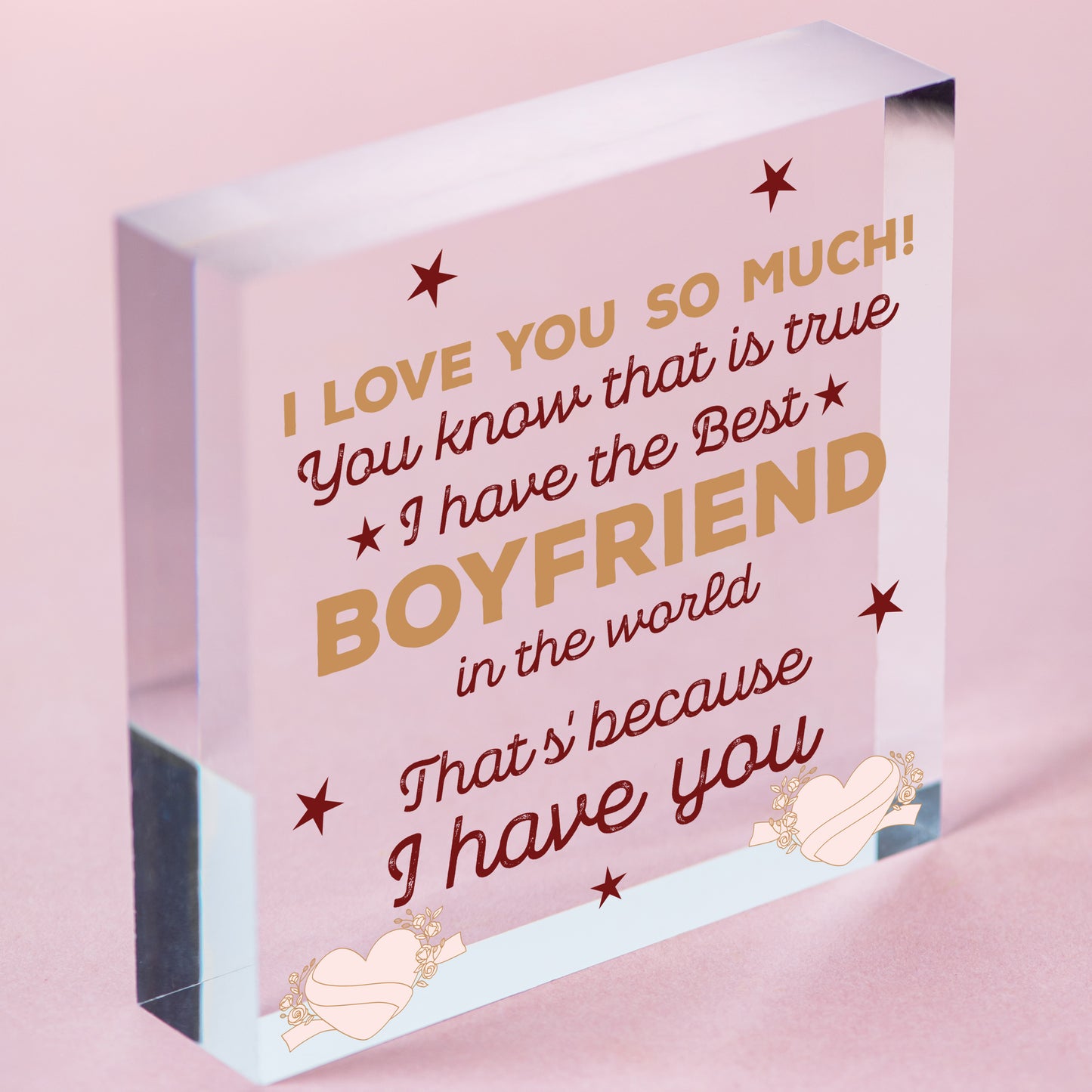 Boyfriend Christmas Card Gifts Wooden Heart Anniversary Gifts For Him Keepsakes Free-Standing Block