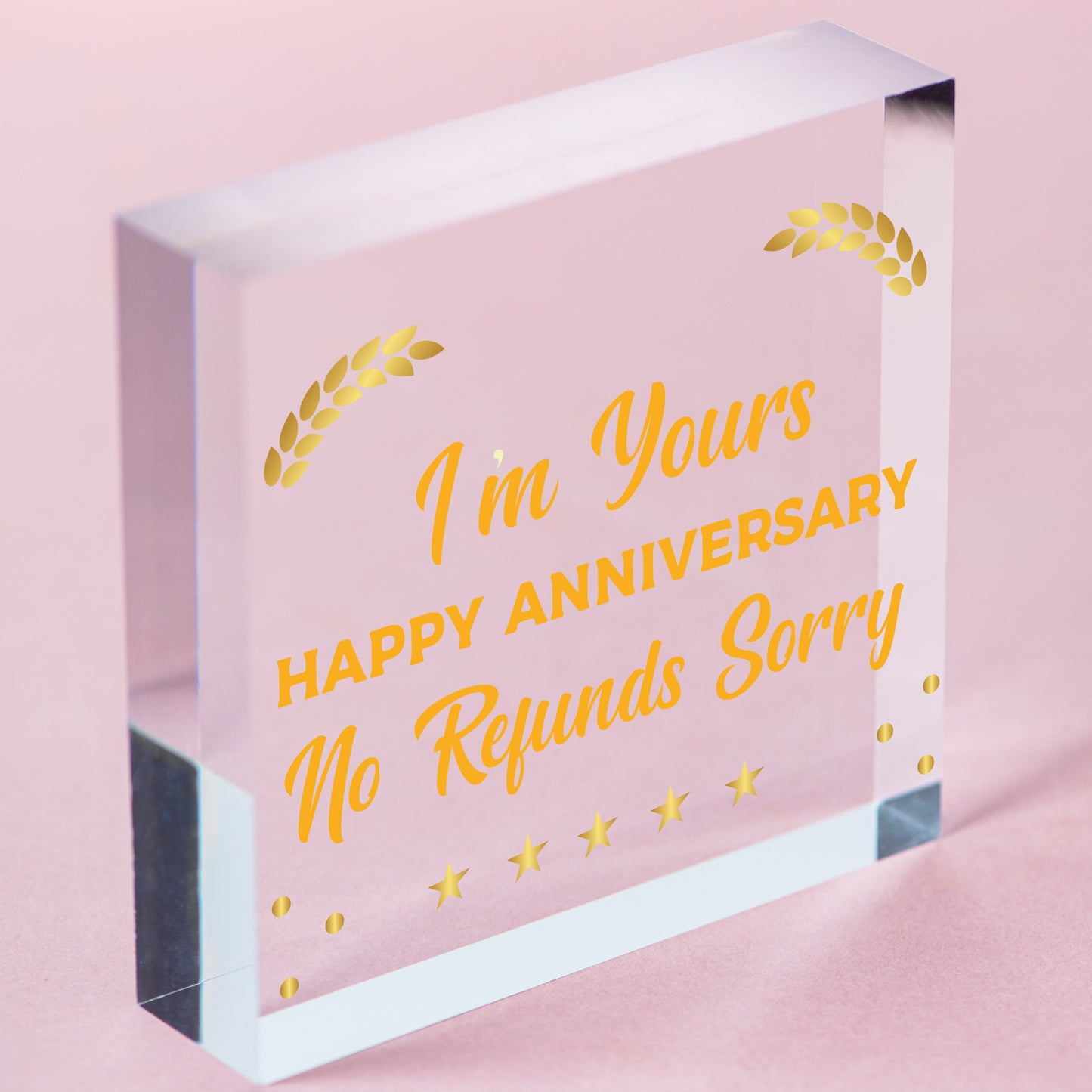 Funny Joke Anniversary hanging plaque For Him Her NO REFUNDS Sorry Humour hanging plaque For Men Free-Standing Block