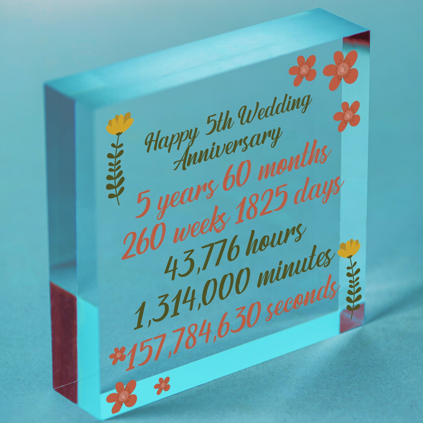 Handmade Wooden Heart Plaque 5th Wedding Anniversary Gift For Her Him Husband Free-Standing Block