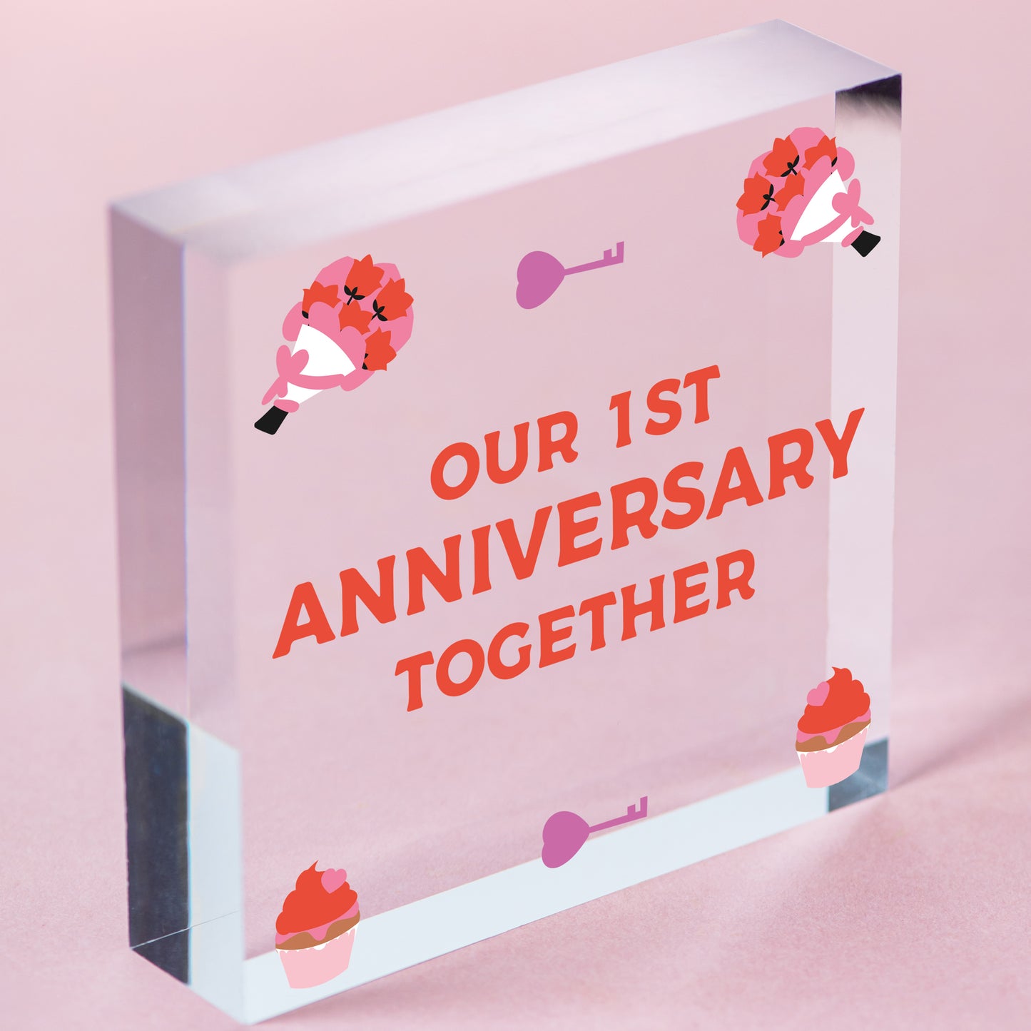 Our First 1st Anniversary hanging plaque For Him Her Boyfriend Girlfriend Funny hanging plaque Free-Standing Block