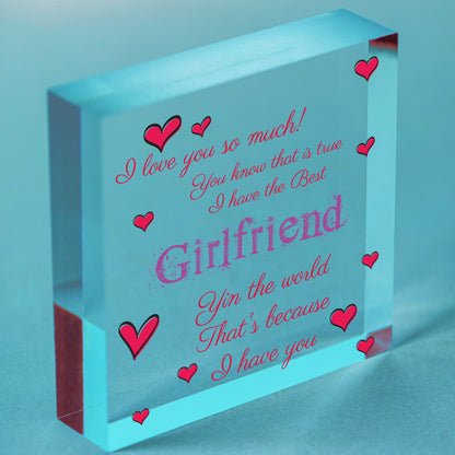 Girlfriend Christmas Card Gifts Wooden Heart Anniversary Gifts For Her Keepsake Free-Standing Block