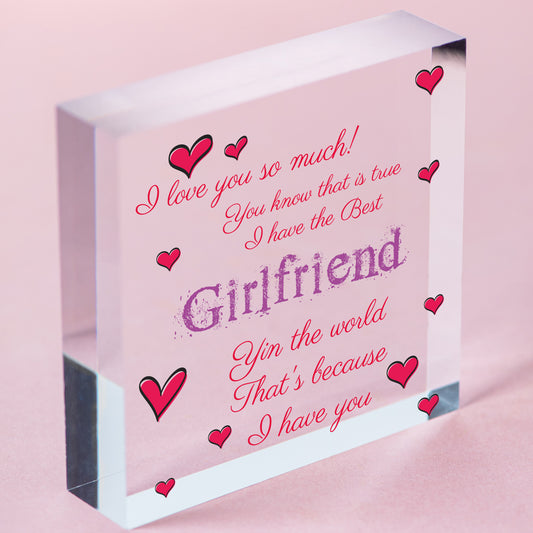 Girlfriend Christmas Card Gifts Wooden Heart Anniversary Gifts For Her Keepsake Free-Standing Block