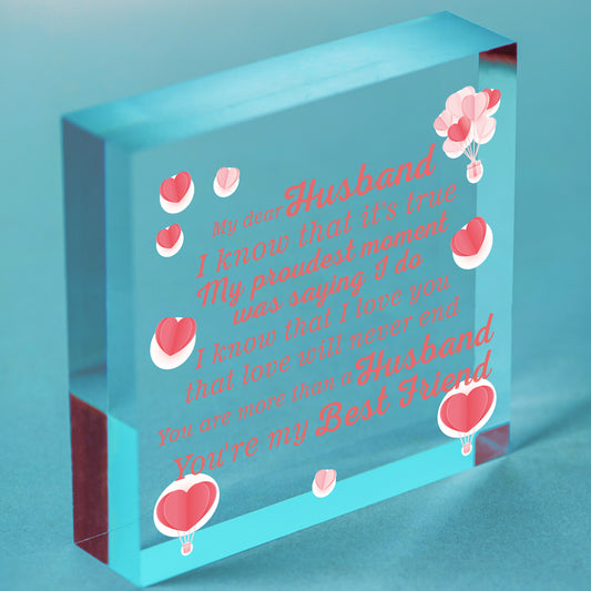 Anniversary Card Husband Gift For Him 1st 2nd 3rd 4th Anniversary Idea Heart Free-Standing Block