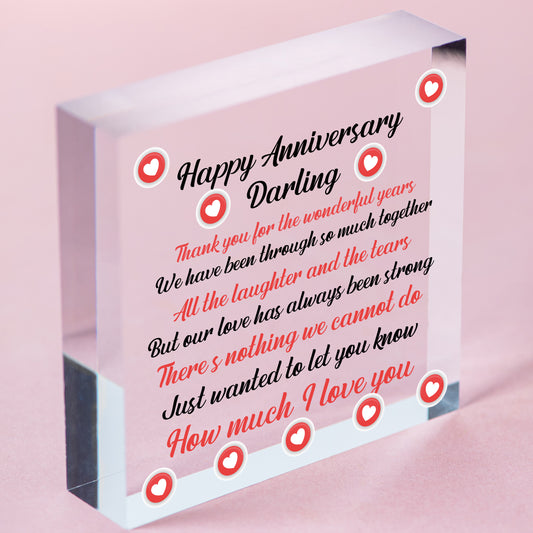 Happy Anniversary Gift For Your Boyfriend Girlfriend Husband Wife Heart Thankyou Free-Standing Block