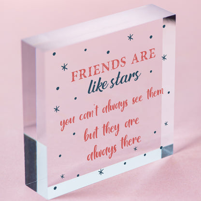 Best Friends Are Like Stars Friendship Sign Wood Heart Plaque Gift Thank You Free-Standing Block