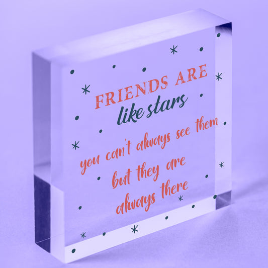 Best Friends Are Like Stars Friendship Sign Wood Heart Plaque Gift Thank You Free-Standing Block