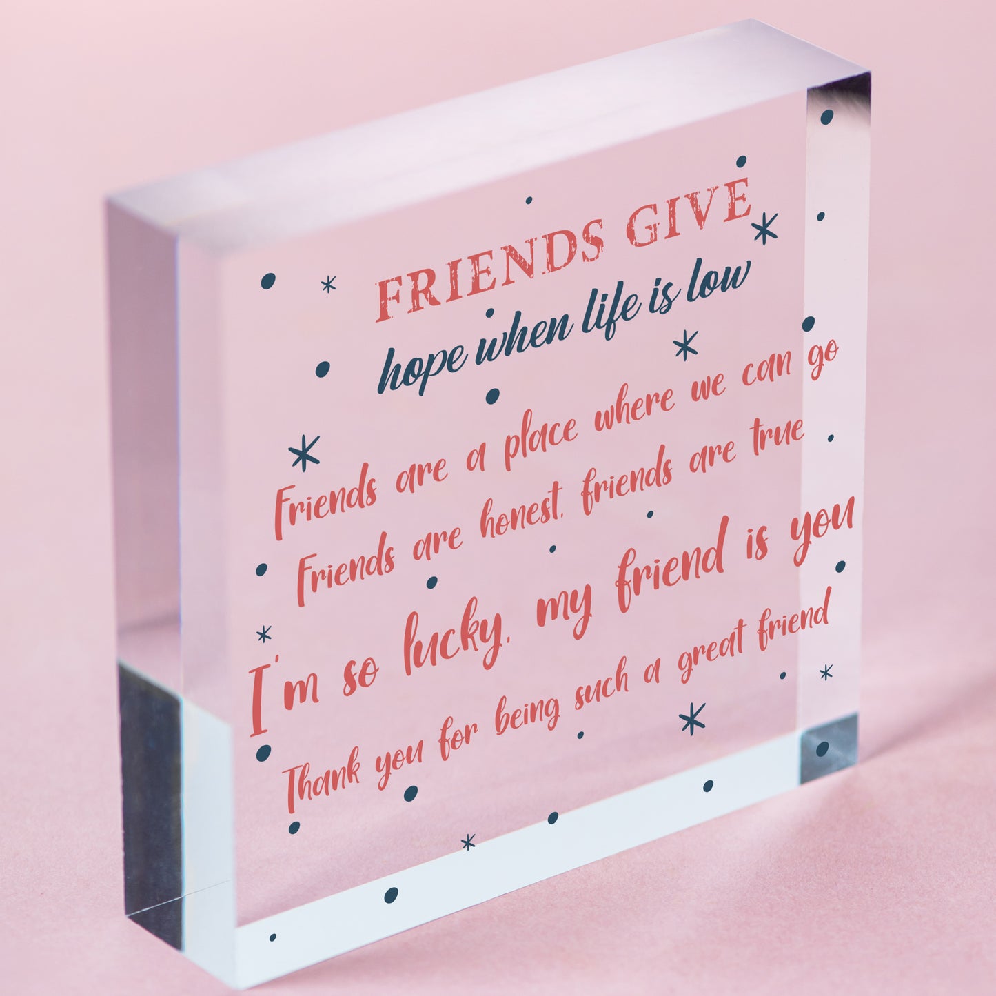 Friendship Plaque Best Friend Gift Wood Heart Sign Thank You Birthday Xmas Gift Free-Standing Block