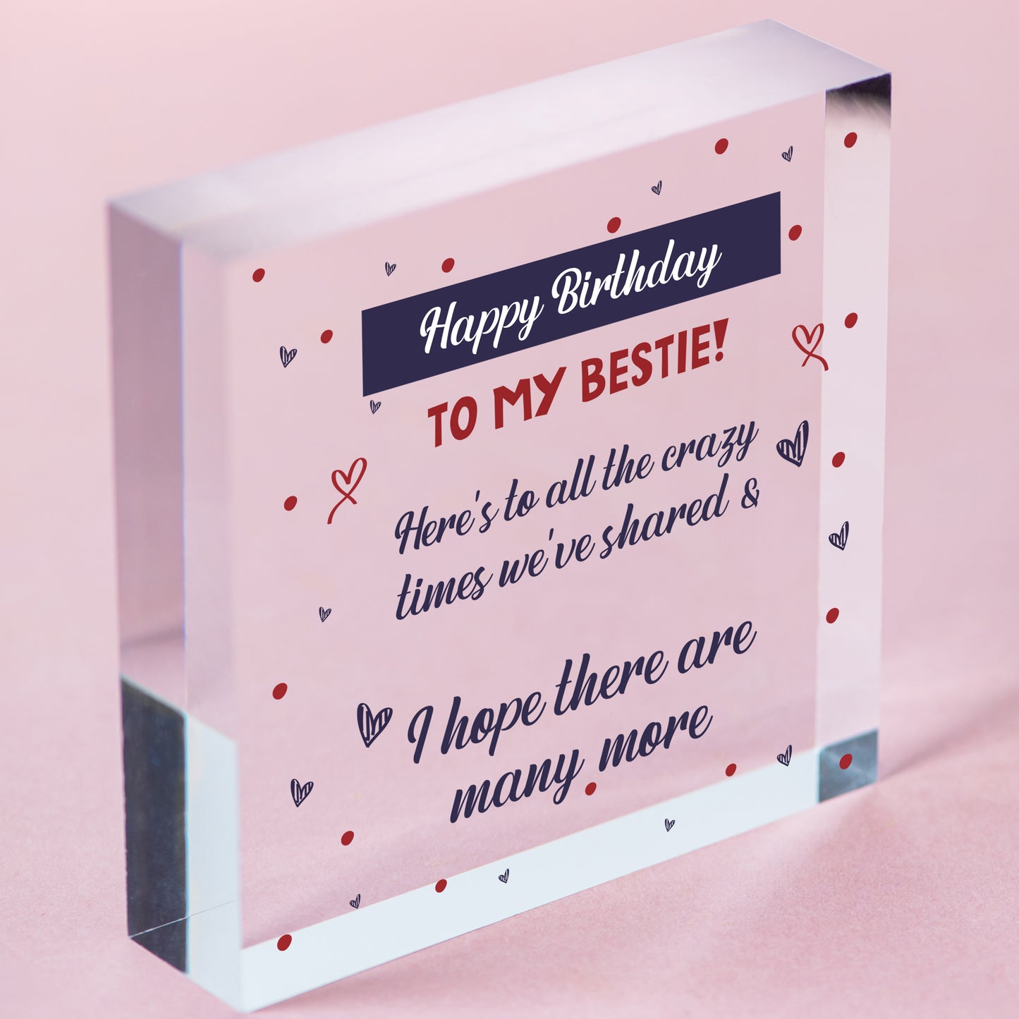 Happy Birthday Bestie Funny Hanging Wooden Heart Best Friend Thank You Card Gift Free-Standing Block