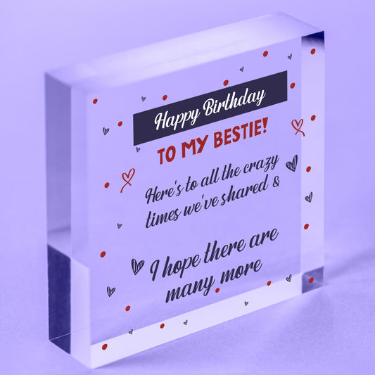 Happy Birthday Bestie Funny Hanging Wooden Heart Best Friend Thank You Card Gift Free-Standing Block