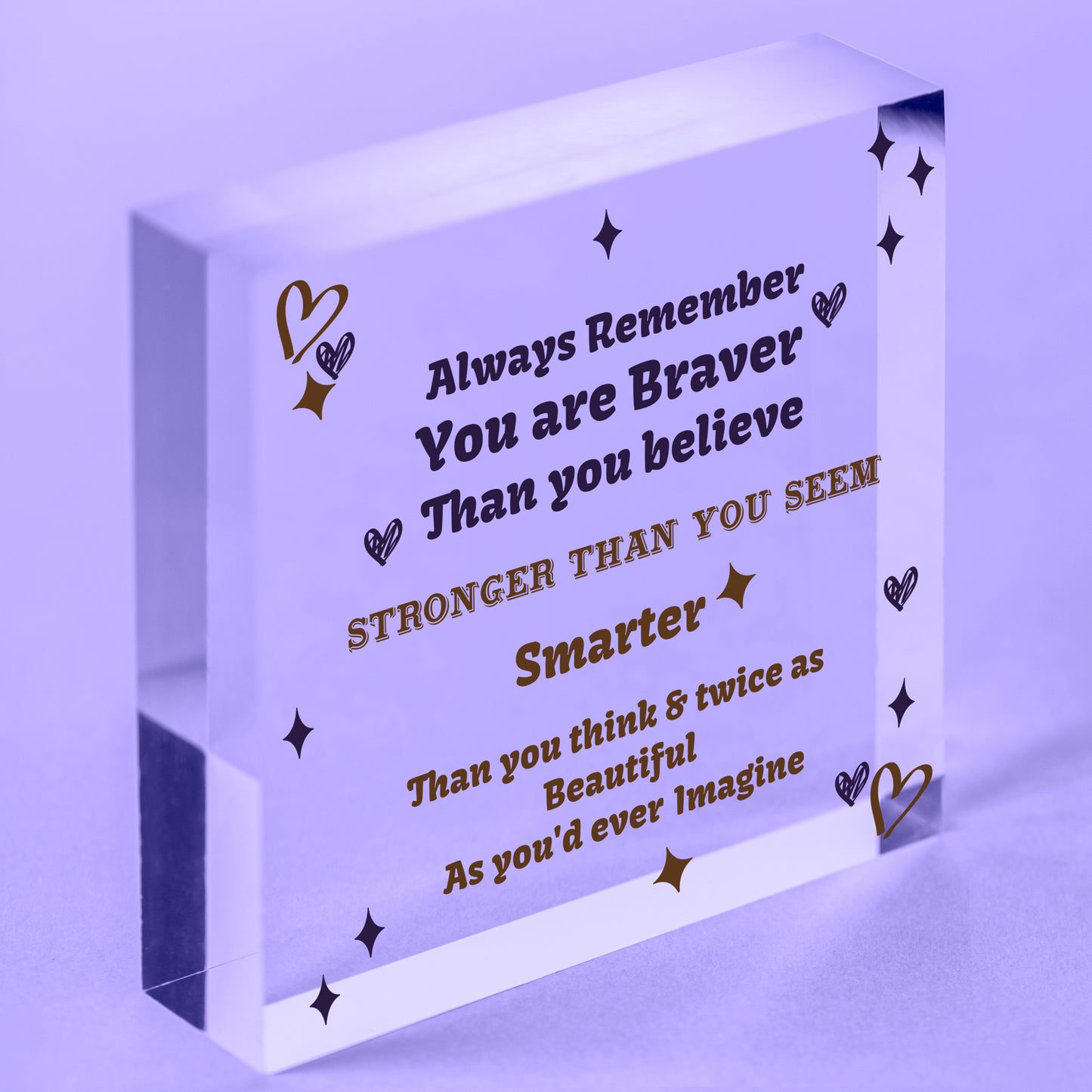 Braver Stronger Beautiful Quote Friendship Gift Wooden Heart Sign Best Friend Free-Standing Block